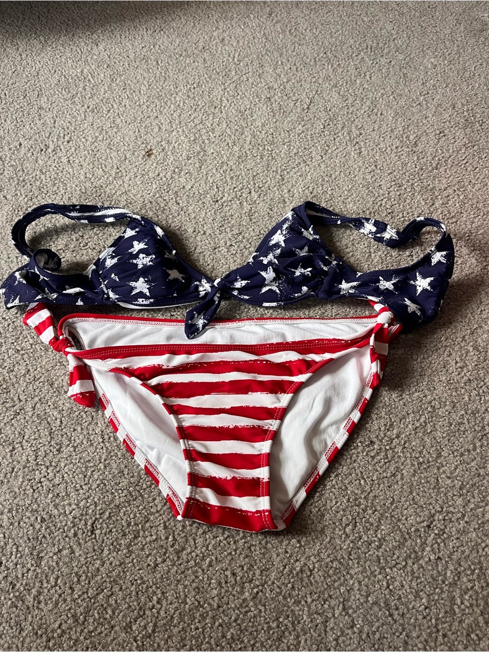 Xhilaration Navy Star & Red White Stripe Bikini